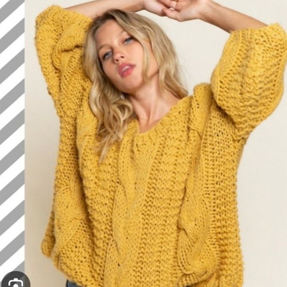 Pol mustard yellow chunky knit oversized sweater